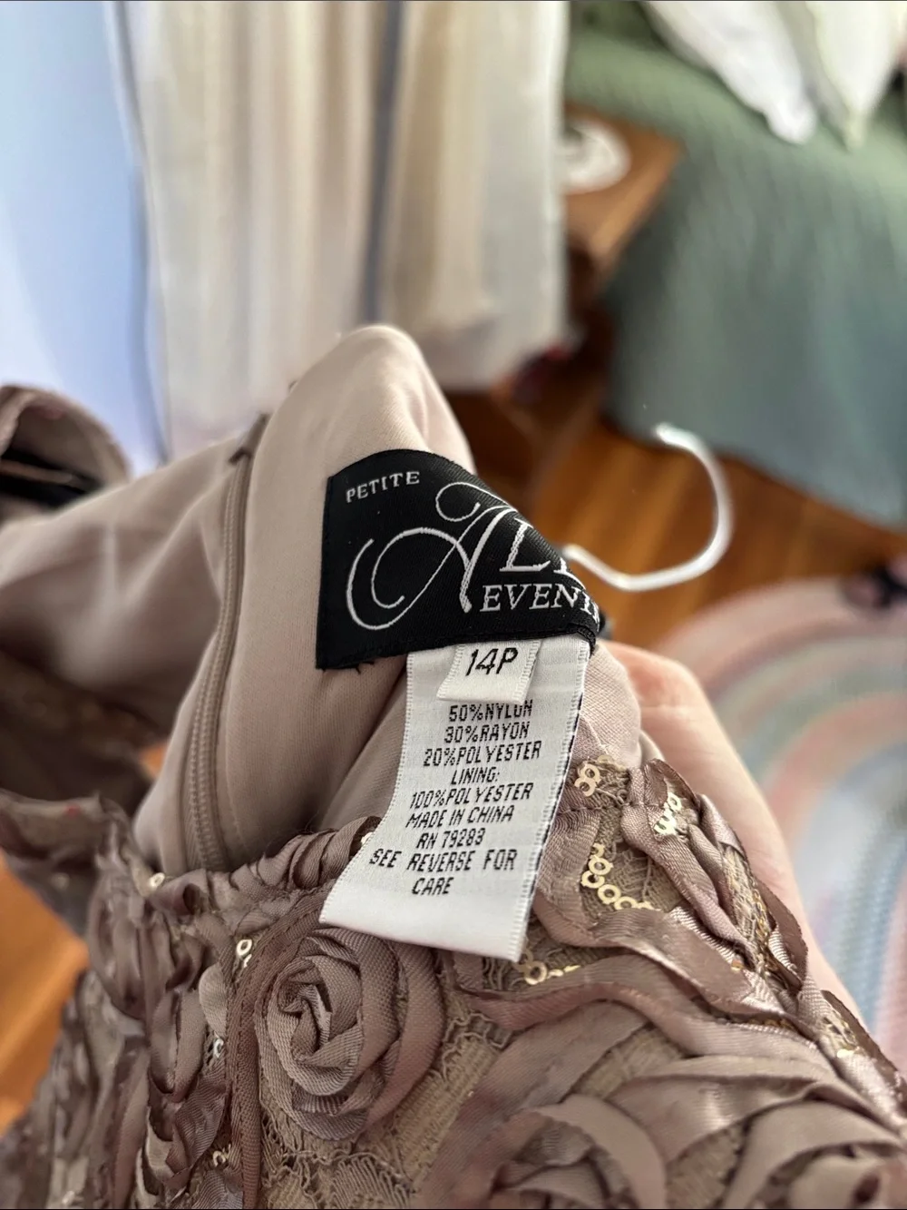 Alex Evenings Taupe Floral Embellished Evening Gown - Picture 7 of 7